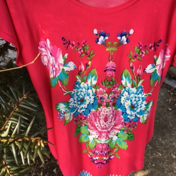 Stunning, Funky, Hot Pink, Artistic, Chinese designer top NWOT, on Steroids! L - Picture 2 of 5